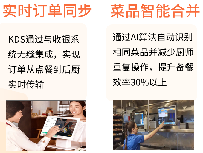 华瑞KDS实时订单同步与菜品智能合并界面